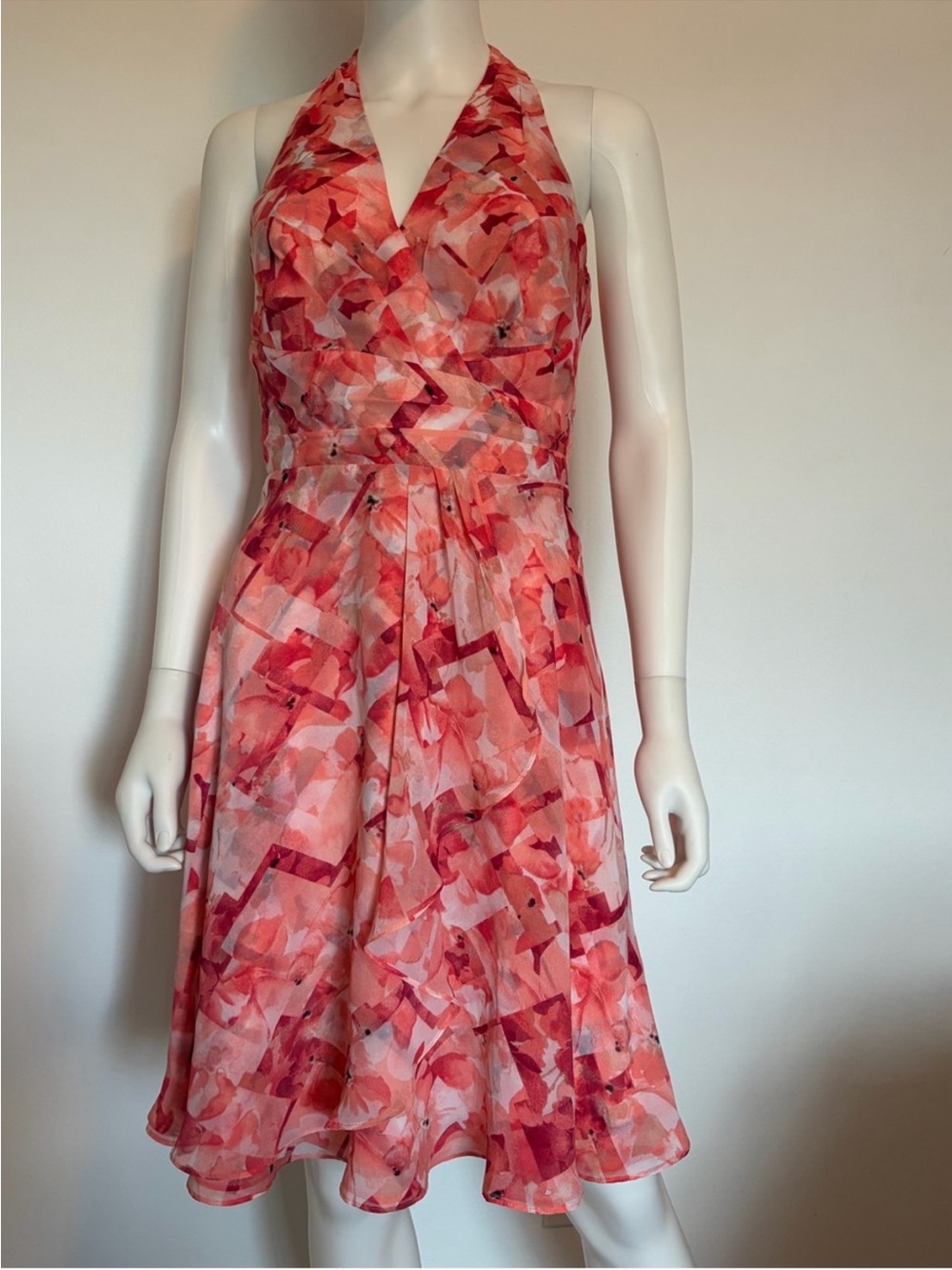 White House Black Market Pink Floral Watercolor Midi Dress